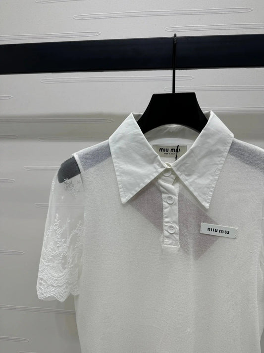 MIU 25SSEE THROUGH COLLAR SHIRT 264111
