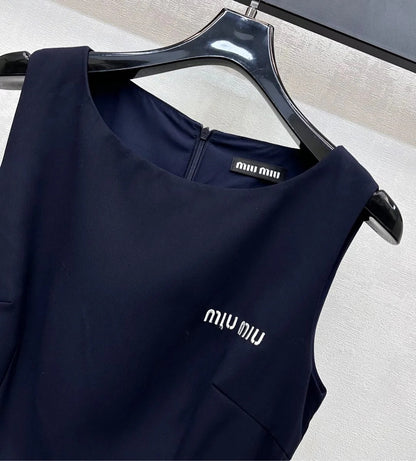 MIU 25S PLEATED VEST DRESS IN ACETATE 264603