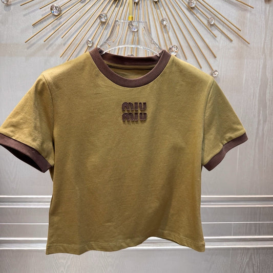 Miumiu 2026 T-shirt Olive Green Cotton