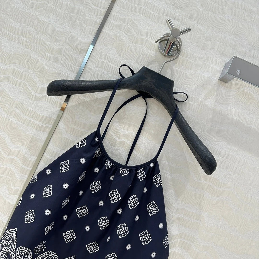 MIUMIU MIDNIGHT BLUE STRAPPY BACK TOP
