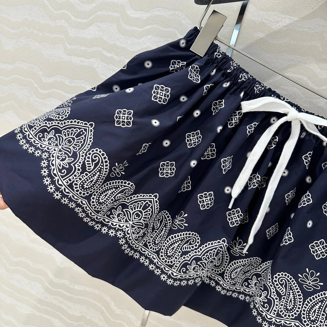 MIUMIU MIDNIGHT BLUE PLEATED MIDI SKIRT