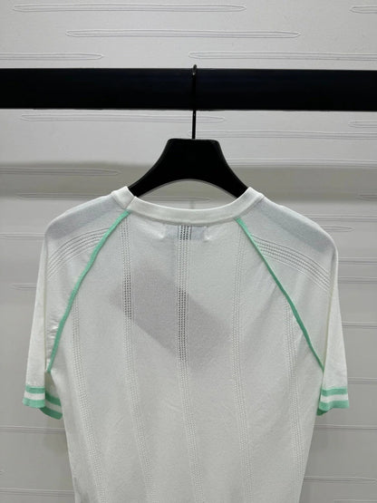MIU 25S RAGLAN CREW NECK STRIPED KNIT SWEATER 264105