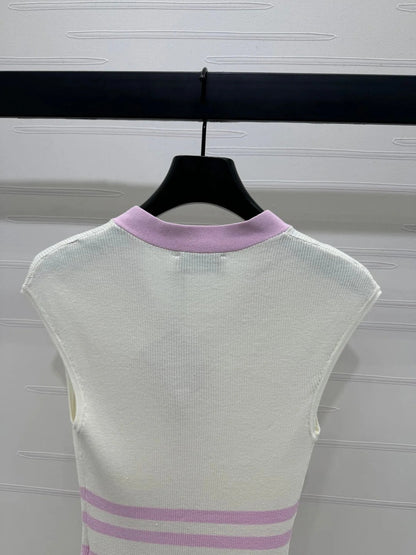 MIU 25S ICE STRIPE KNIT VEST 264116