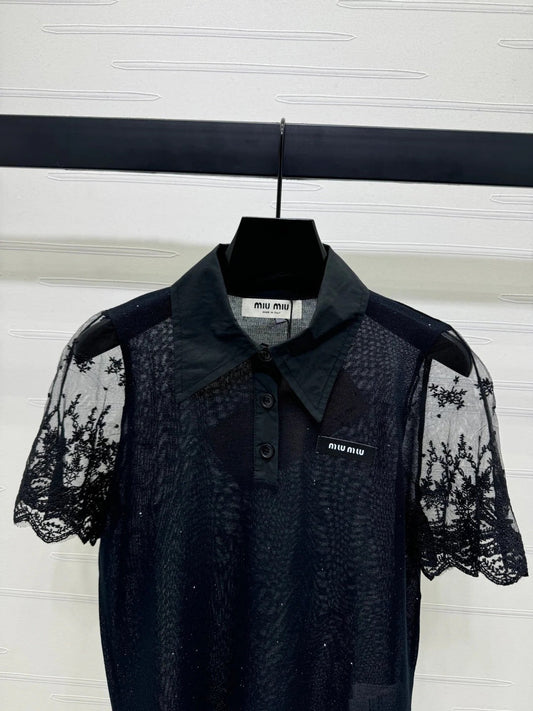 MIU 25S SEE THROUGH COLLAR SHIRT 264112