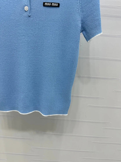 MIUMIU SHORT-SLEEVE KNIT POLO 269421