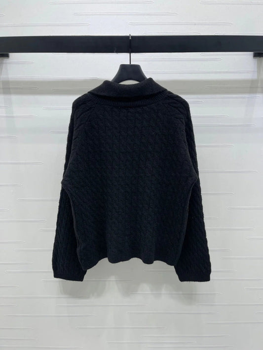 MIUMIU HALF-ZIP KNITTED PULLOVER WITH COLLAR STYLE 486