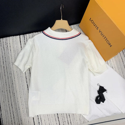 MIUMIU BUTTON-UP KNIT SWEATER WITH LAPEL COLLAR 268101