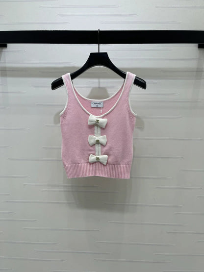 Chanel 2026 Knit Vest With Bow Embellishment Wool