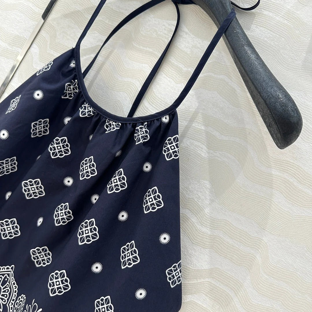 MIUMIU MIDNIGHT BLUE STRAPPY BACK TOP