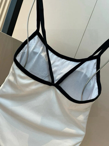 CC BIKINI SWIMSUIT SET IN WHITE AND BLACK TRIM 624530