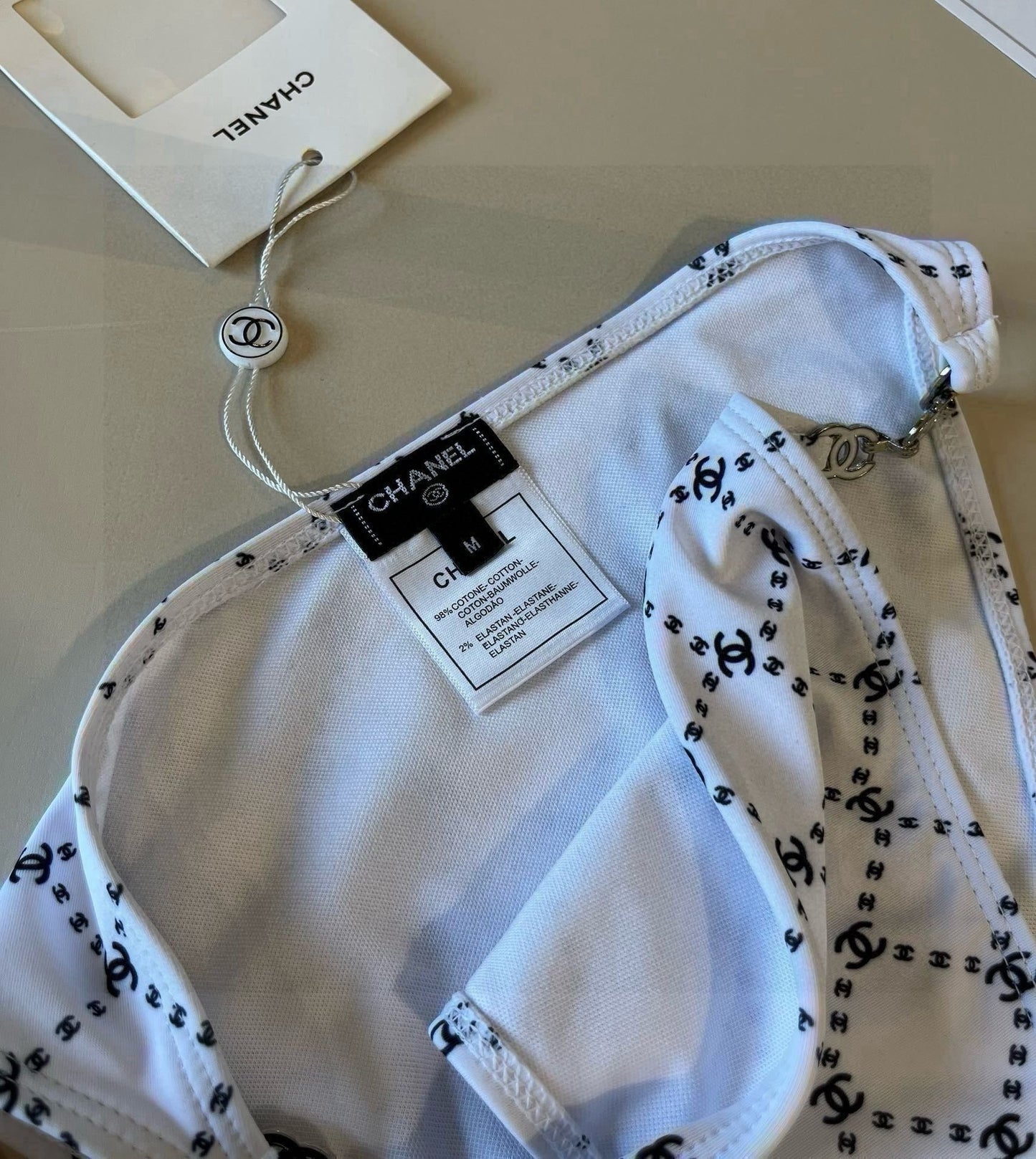 CC BIKINI SWIMSUIT SET IN BLACK AND WHITE PLAID 629231
