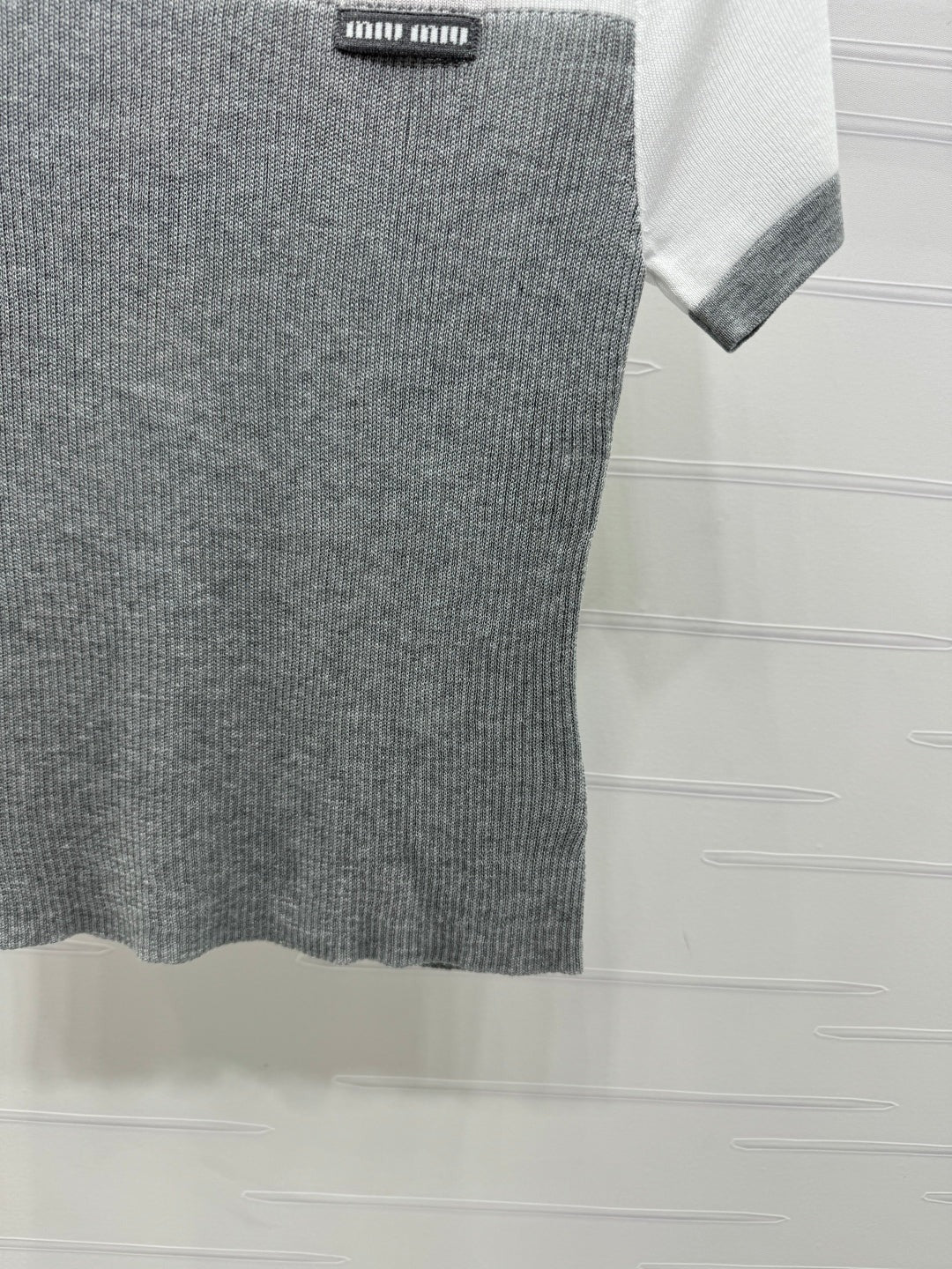 MIUMIU CREW NECK SHORT-SLEEVE SHEER KNIT TOP 274812
