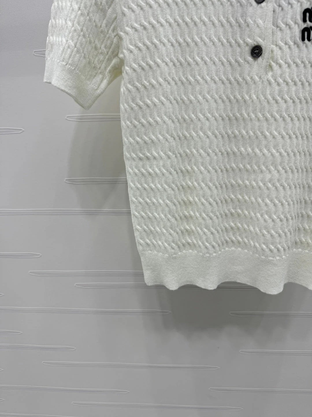 MIUMIU KNITTED POLO SHIRT WHITE 274837