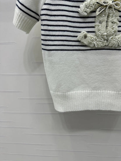CHANEL SHORT-SLEEVE KNITTED PUFF-SLEEVE TOP 274950