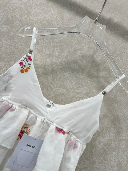 CHANEL RUFFLED SPAGHETTI STRAP TOP 272286