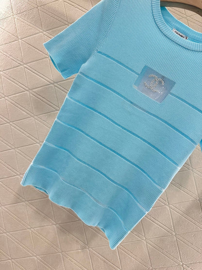 CHANEL FITTED SHORT-SLEEVE KNIT TOP 276494
