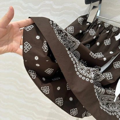 MIUMIU EARTH BROWN PLEATED MIDI SKIRT