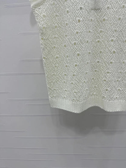 CHANEL SHORT-SLEEVE OPEN-KNIT TOP 274861