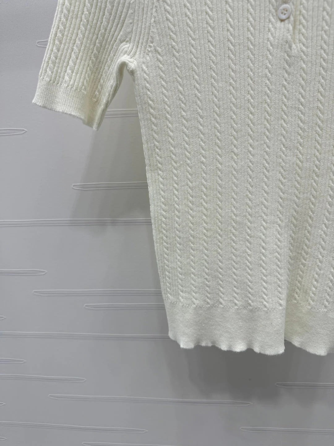 MIU 25S SHORT SLEEVE BEADED COLLAR SHIRT 264247