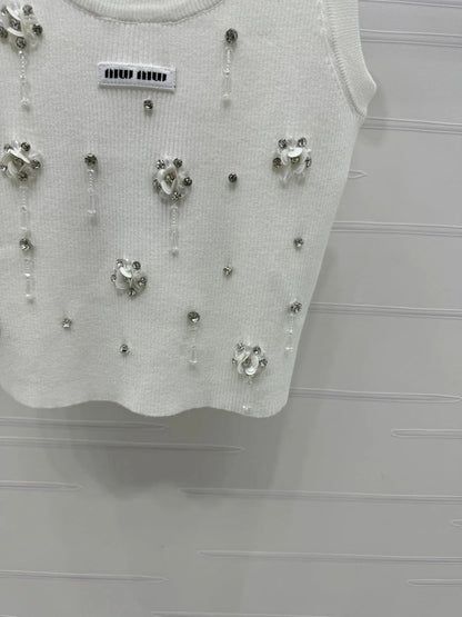 MIUMIU EMBELLISHED KNIT TOP 269491