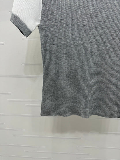 MIUMIU CREW NECK SHORT-SLEEVE SHEER KNIT TOP 274812