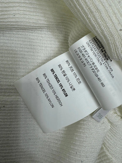 PRADA MOCK NECK SHORT-SLEEVE KNIT TOP WHITE 274815