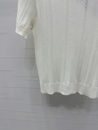 MIU 25S RHINESTONE COLLAR T-SHIRT 264095