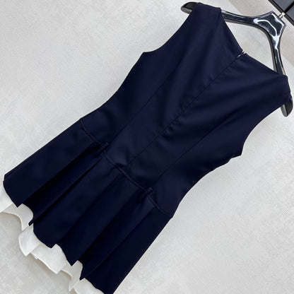 MIU 25S PLEATED VEST DRESS IN ACETATE 264603