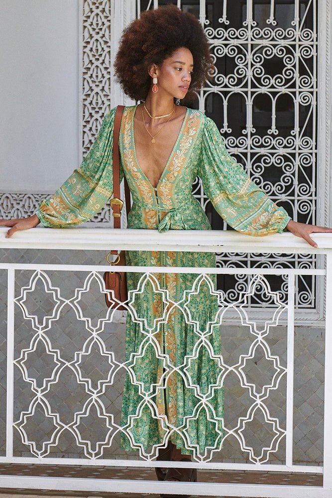 Vestido largo con botones y estampado de Ina Splice 