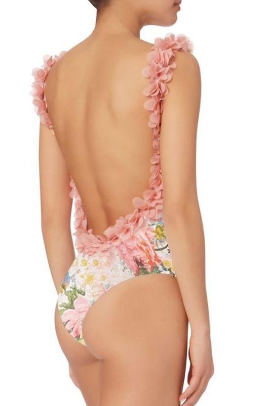 Conjunto de baño de dos piezas con volantes y estampado de vaqueros 