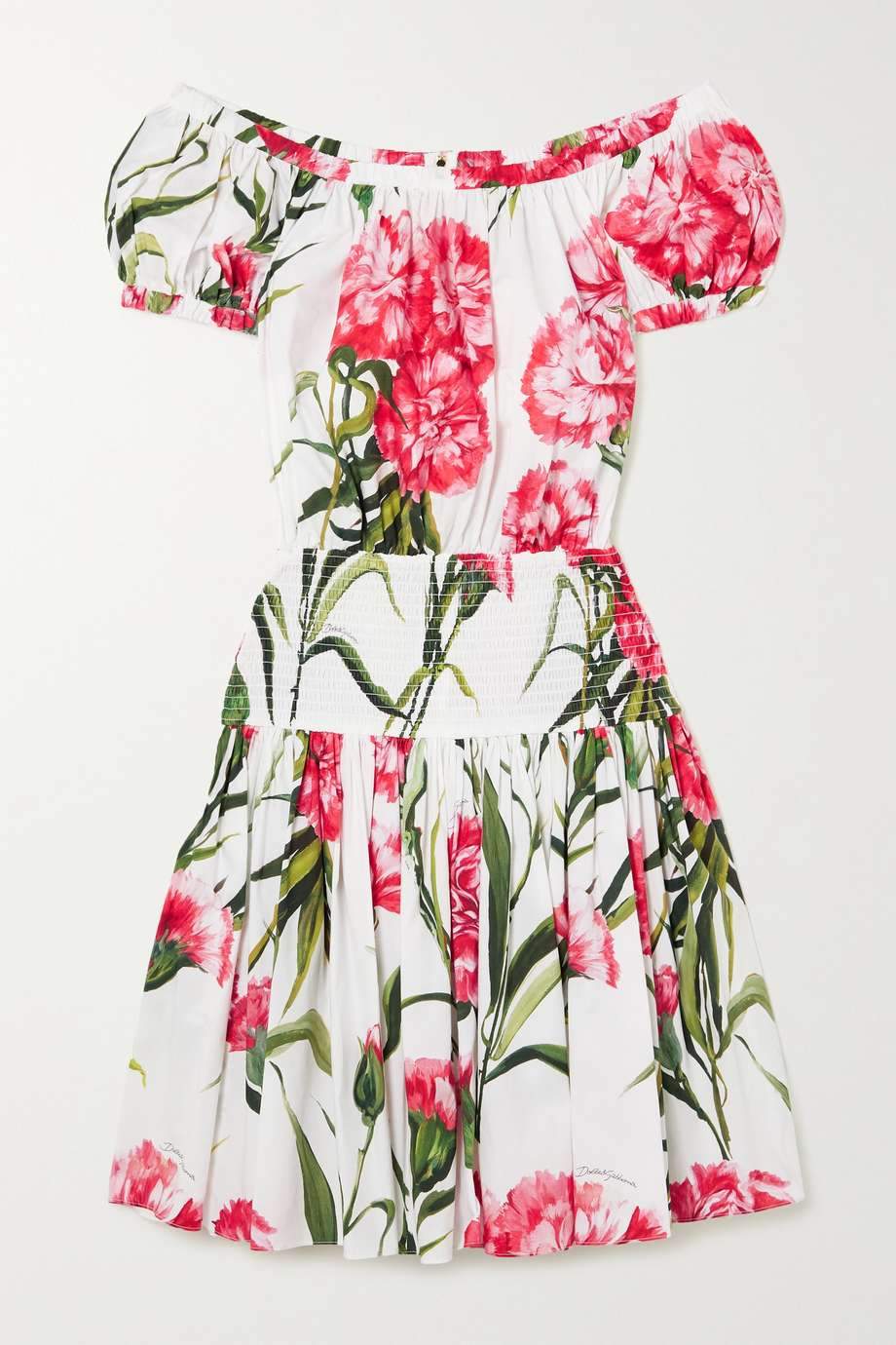 Vestido mini fruncido con hombros descubiertos y estampado Jemima 