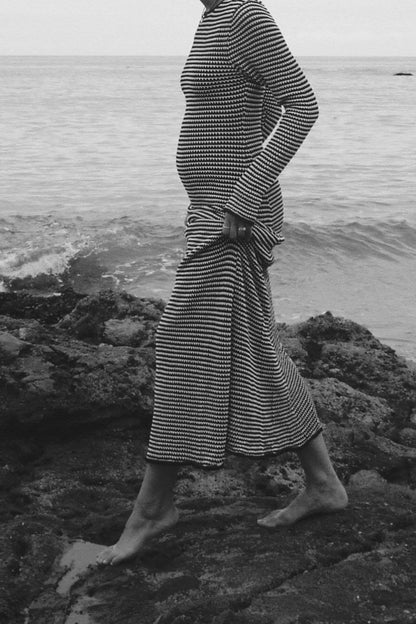Vestido largo de punto con tiras transparentes Jill 
