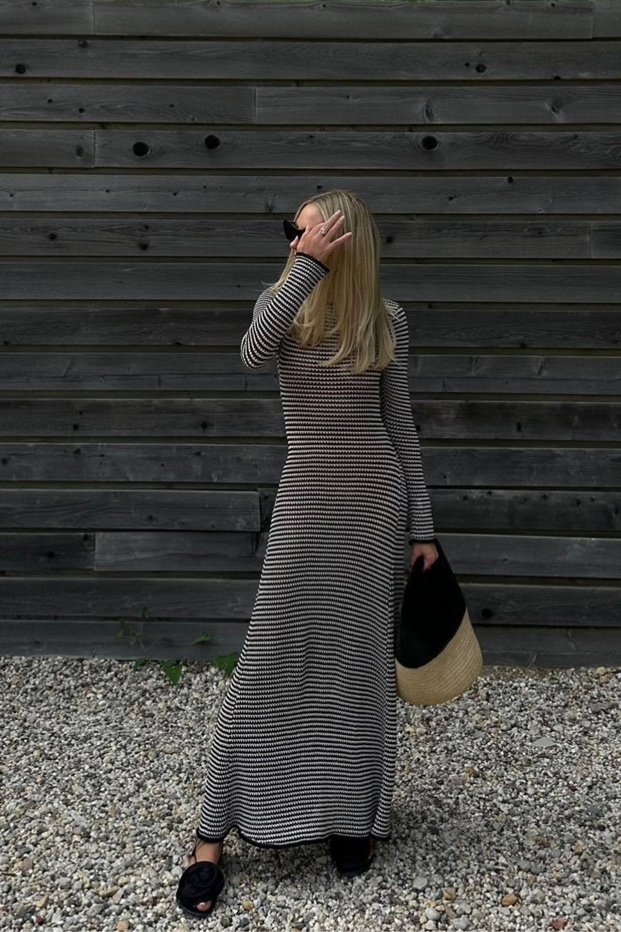 Vestido largo de punto con tiras transparentes Jill 