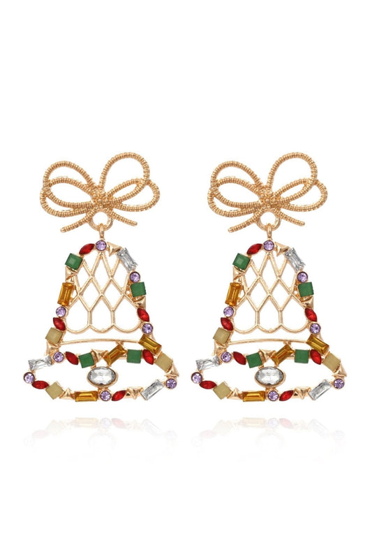 Pendientes colgantes de diamantes con cascabeles 