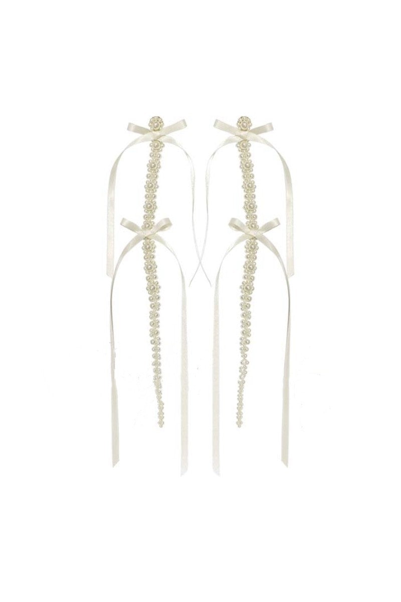 Pendientes de lazo con perlas de imitación 