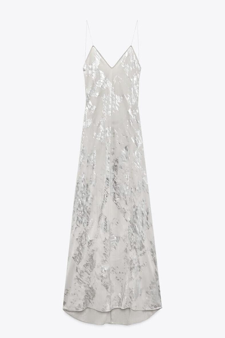 Vestido largo camisola con escote en V y espalda descubierta 