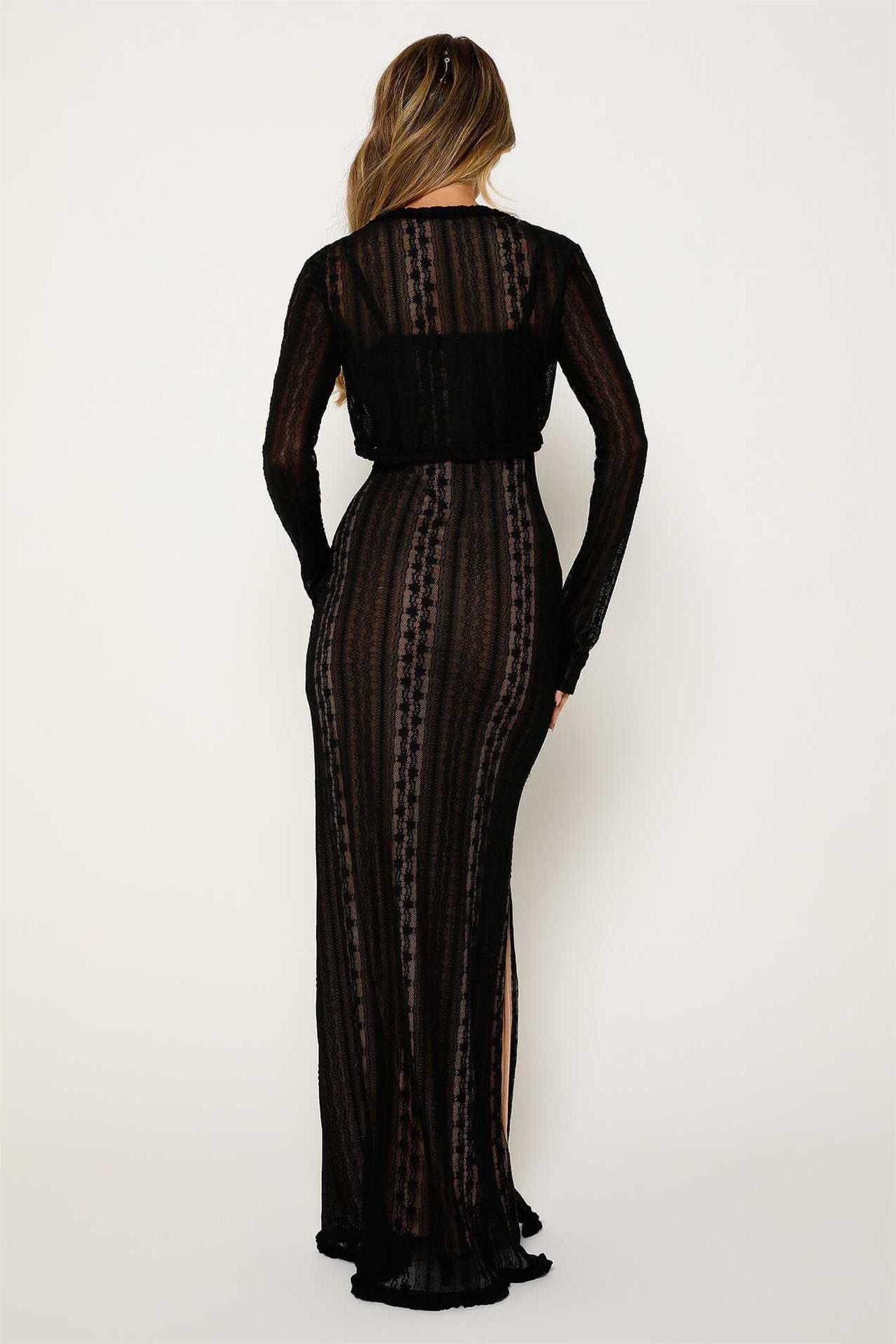 Vestido camisola con escote en V y abertura 