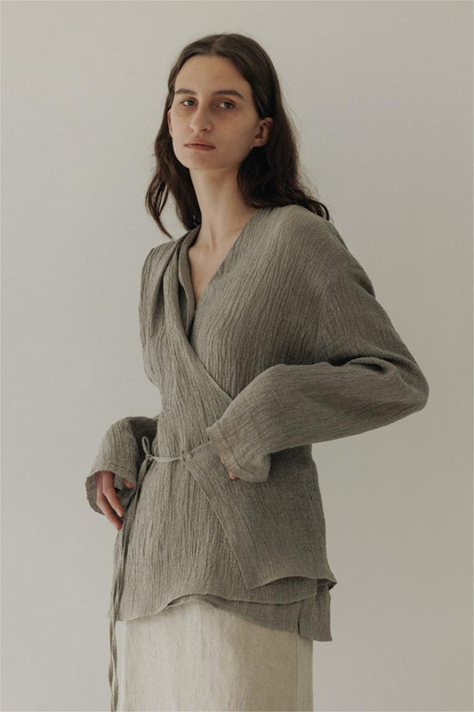 Vintage Wrapover Long Sleeve Shirt