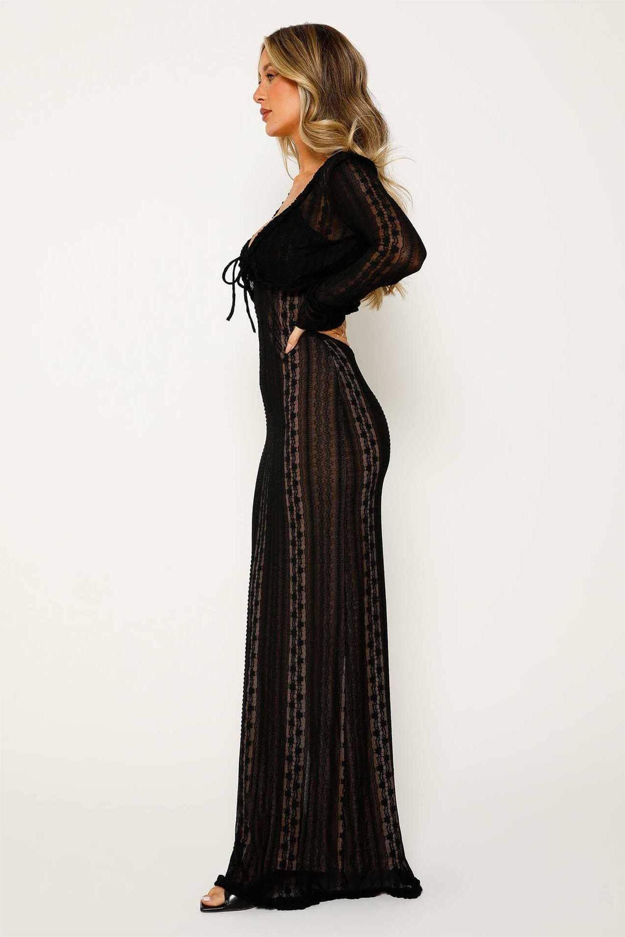 Vestido camisola con escote en V y abertura 