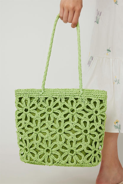 Bolso de paja con diseño hueco 