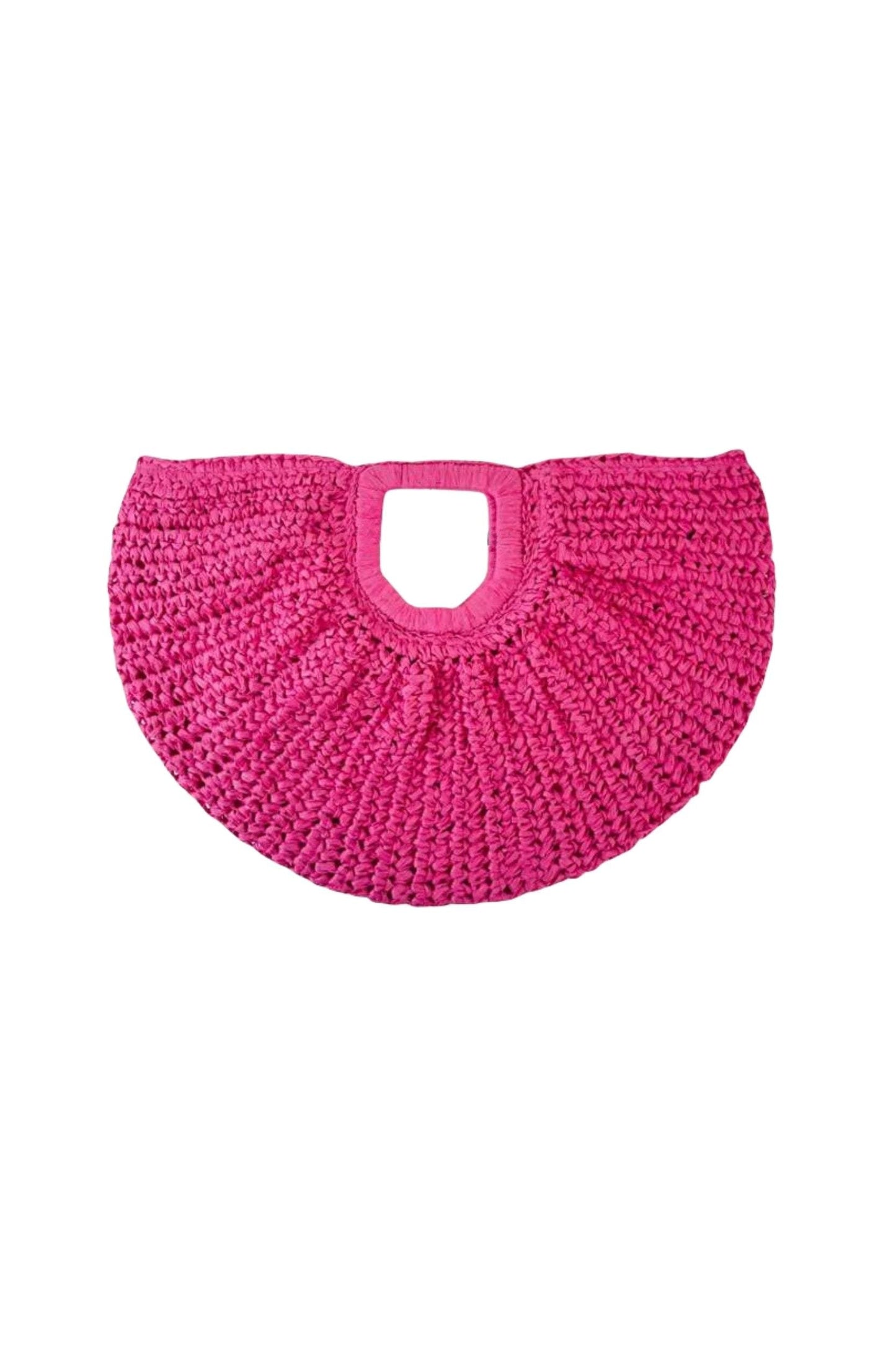 Bolso grande de paja hecho a mano con forma de luna 