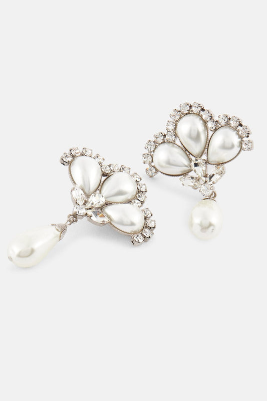 Pendientes colgantes de diamantes y perlas Debby 