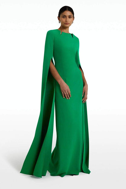Solid Split Cape Maxi Dress