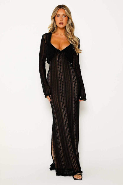 Vestido camisola con escote en V y abertura 
