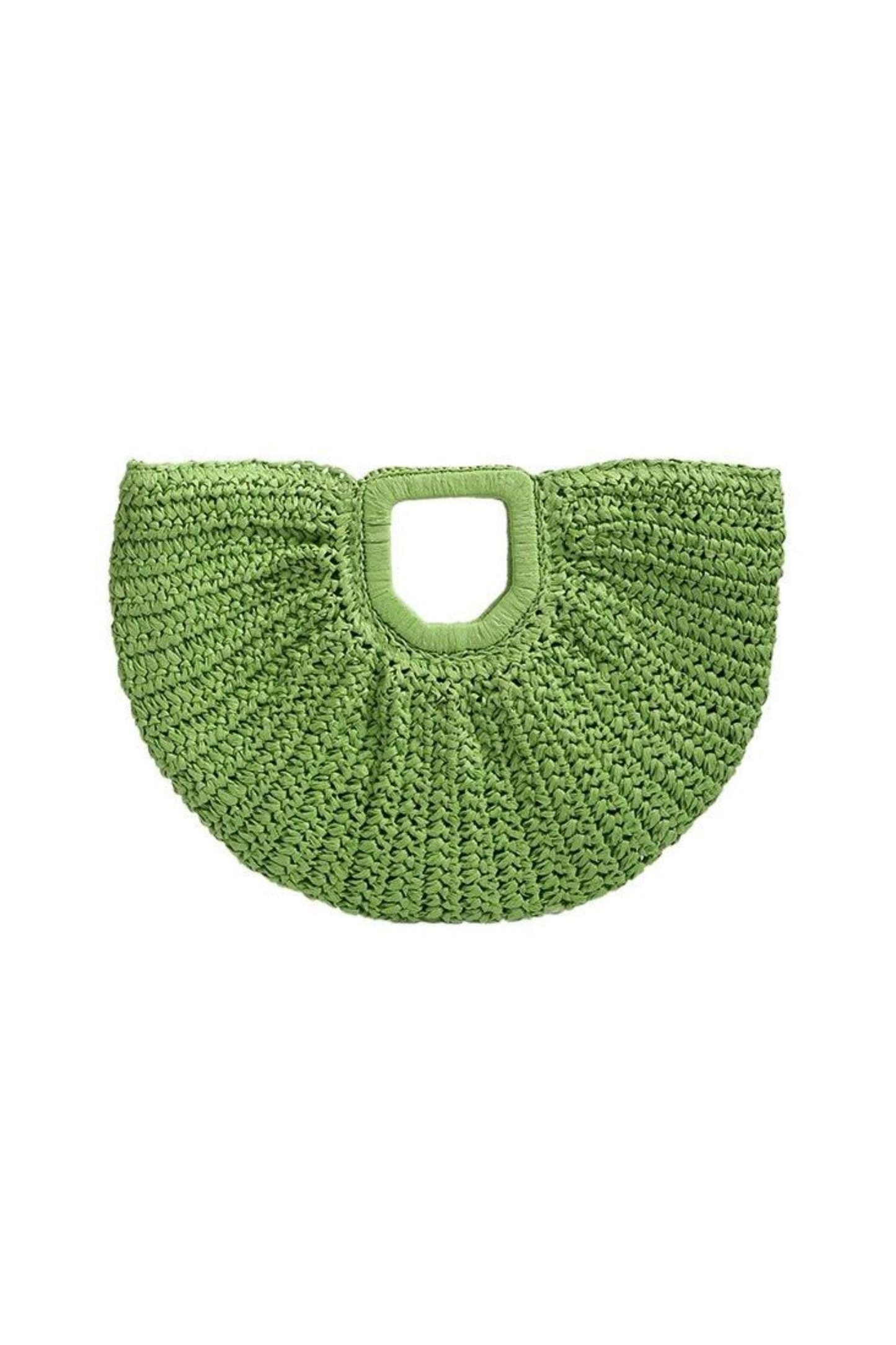 Bolso grande de paja hecho a mano con forma de luna 