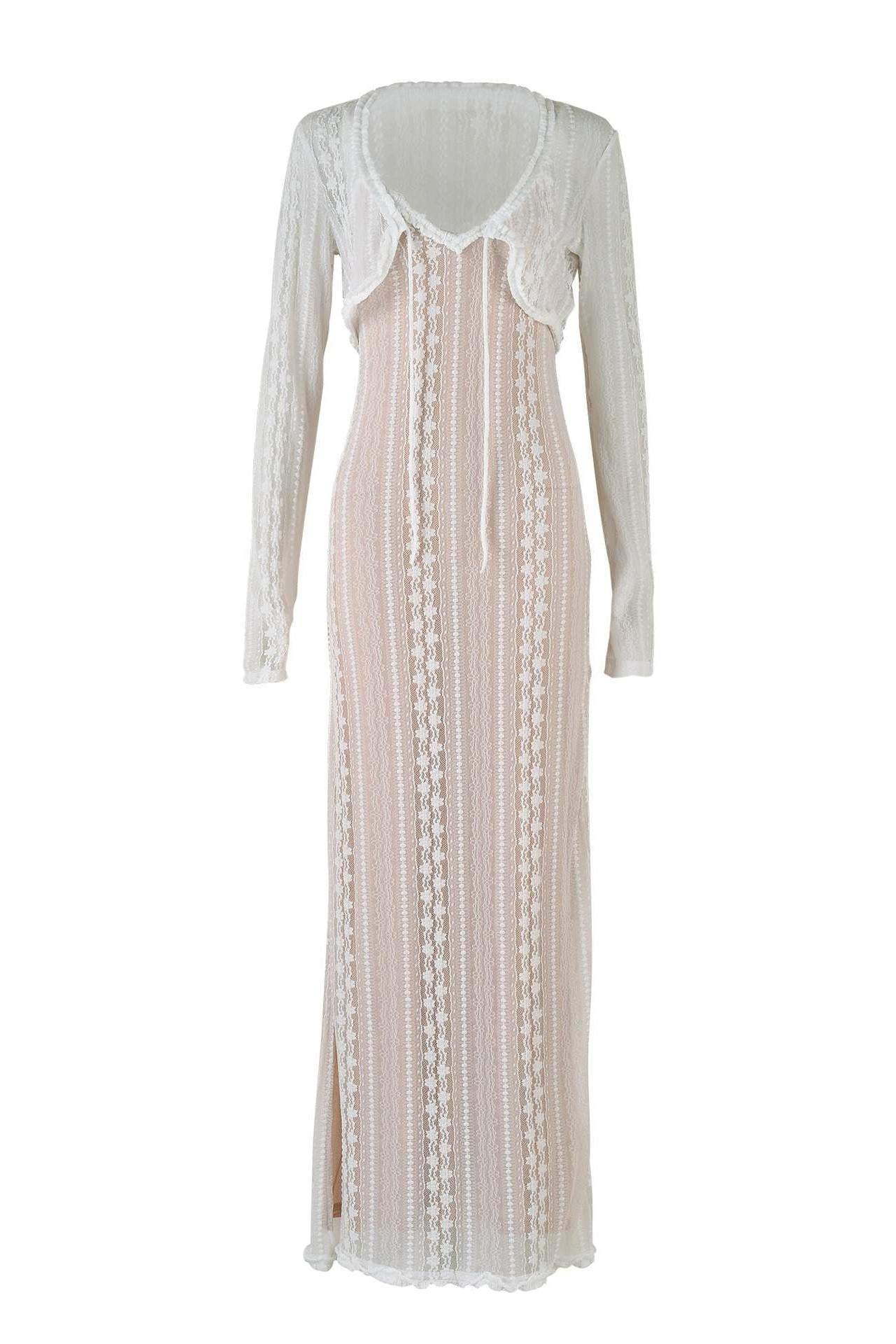 Vestido camisola con escote en V y abertura 