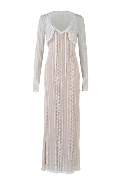 Vestido camisola con escote en V y abertura 