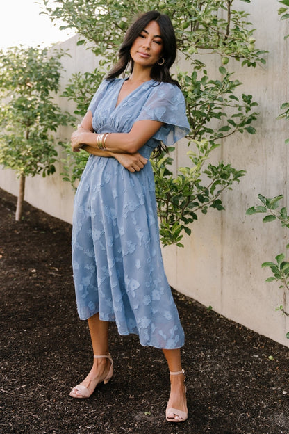 June Smocked Midi Dress | Blue