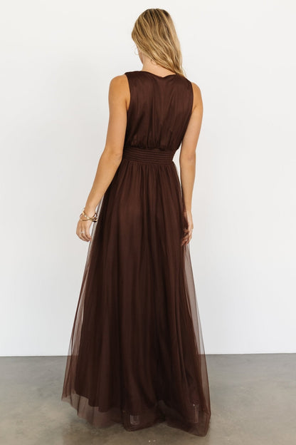 Kamila Tulle Maxi Dress | Espresso