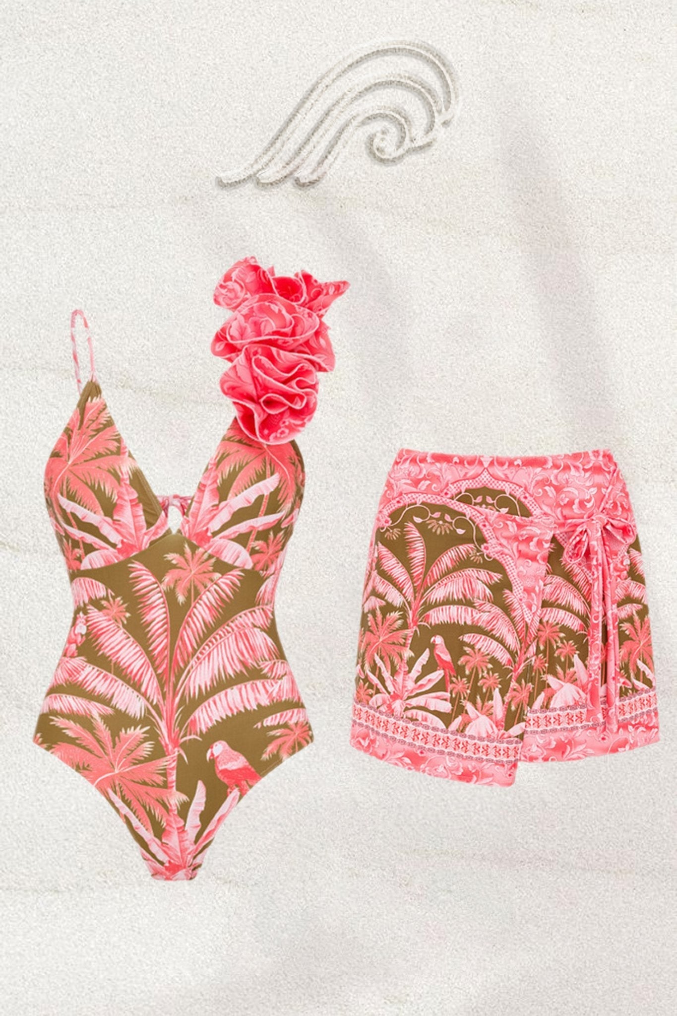 Conjunto de baño de dos piezas con estampado tropical Karena 